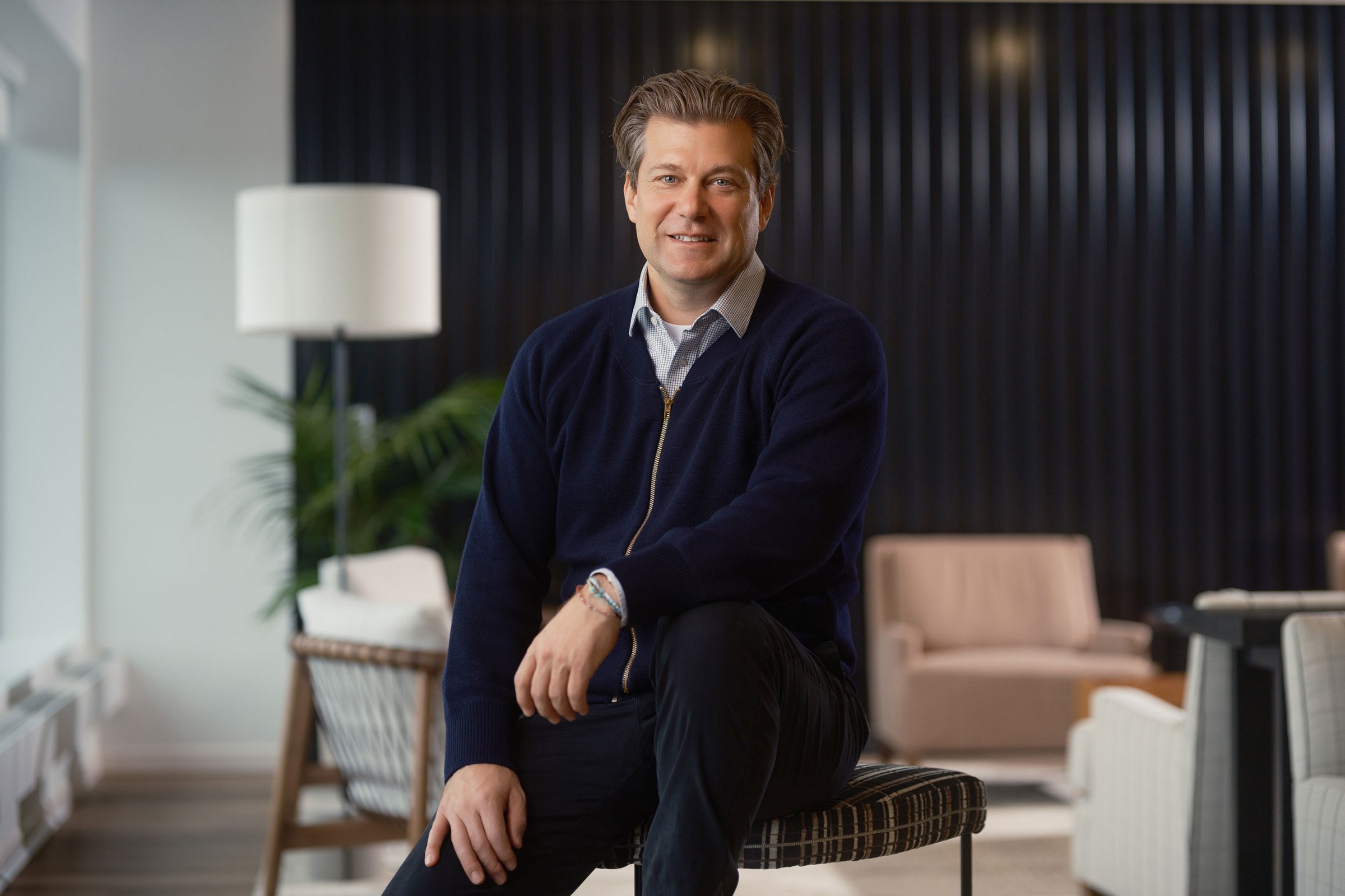 CNH Industrial's CEO sitting on a chair
